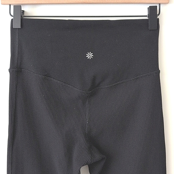 Athleta Womens Small Elation Crossover Ribbed Leggings Black Activewear Workout - Picture 6 of 8